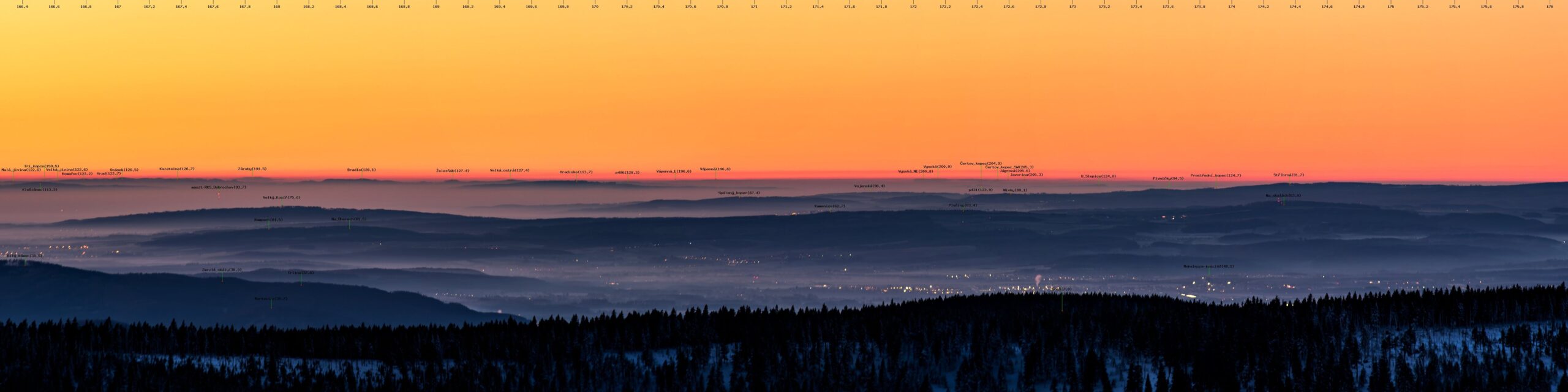 Chřiby i Małe Karpaty, poziom szczytu - opis